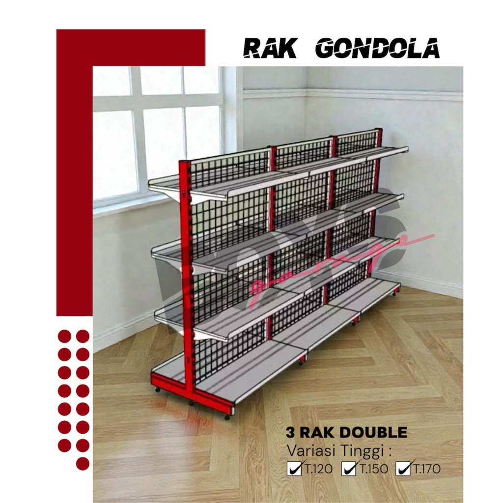 Rak Minimarket 3 Paket Hemat - 5 Susun , 3 Rak Minimarket Double 1 Starting - 2 Jointing