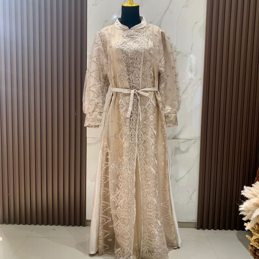 GAMIS BUTIK TILE BRUKAT ORGANZA PREMIUM ALLSIZE CANTIK