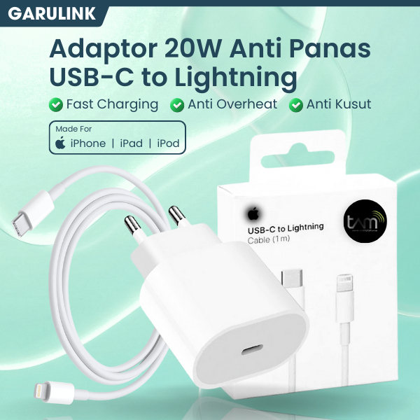 GaruLink Apple Lightning Charger iPhone 20W Fast Charge Aman Tahan Lama untuk iPhone 5/5s/6/6s/7/8/S