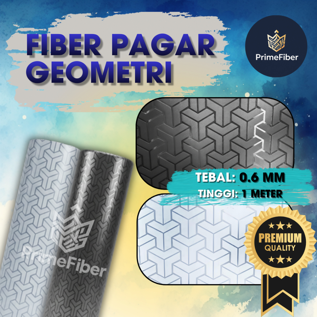 Fiber Pagar Motif Geometri -  Ketebalan 0.6mm | 2 Warna Lengkap | Fiber Plastik Penutup Pagar Motif 