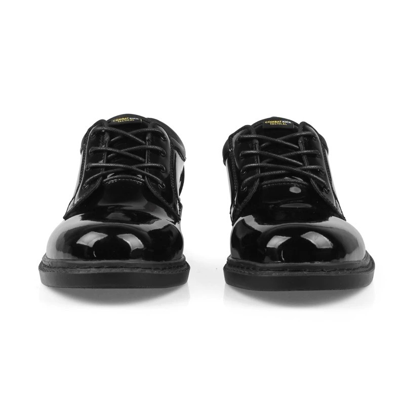 Hermes Sepatu PDH TNI-POLRI Pria CombatKicks Hitam Glossy dengan Tali Karet dan Sol Tebal