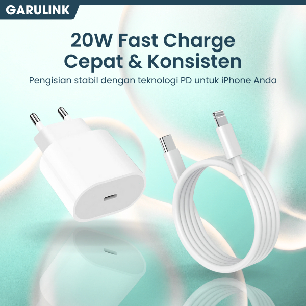 GaruLink Apple Charger Lightning iPhone 20W Fast Charge Kabel Kuat Full Speed untuk iPhone 5/5s/6/6s