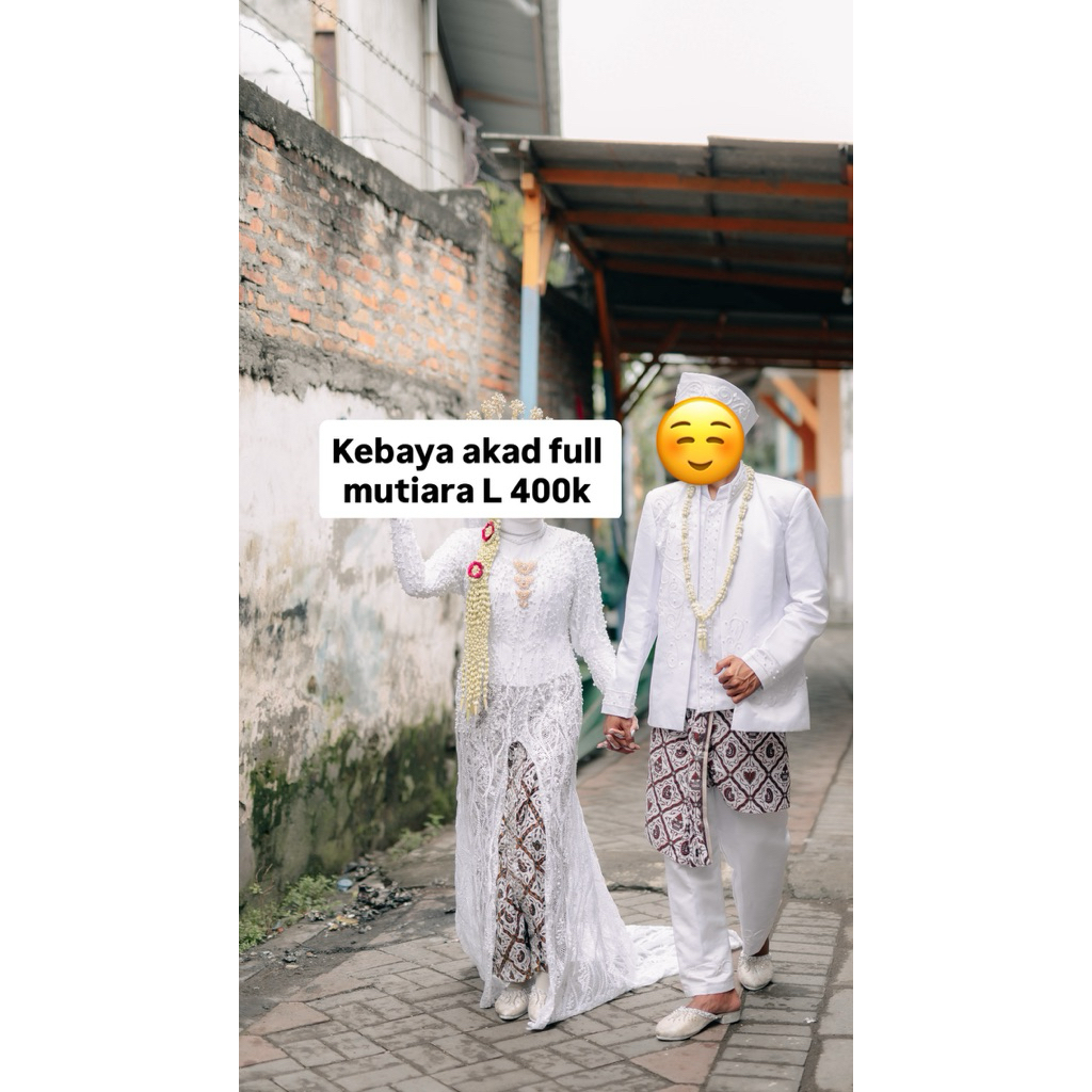 kebaya akad preloved putih full mutiara