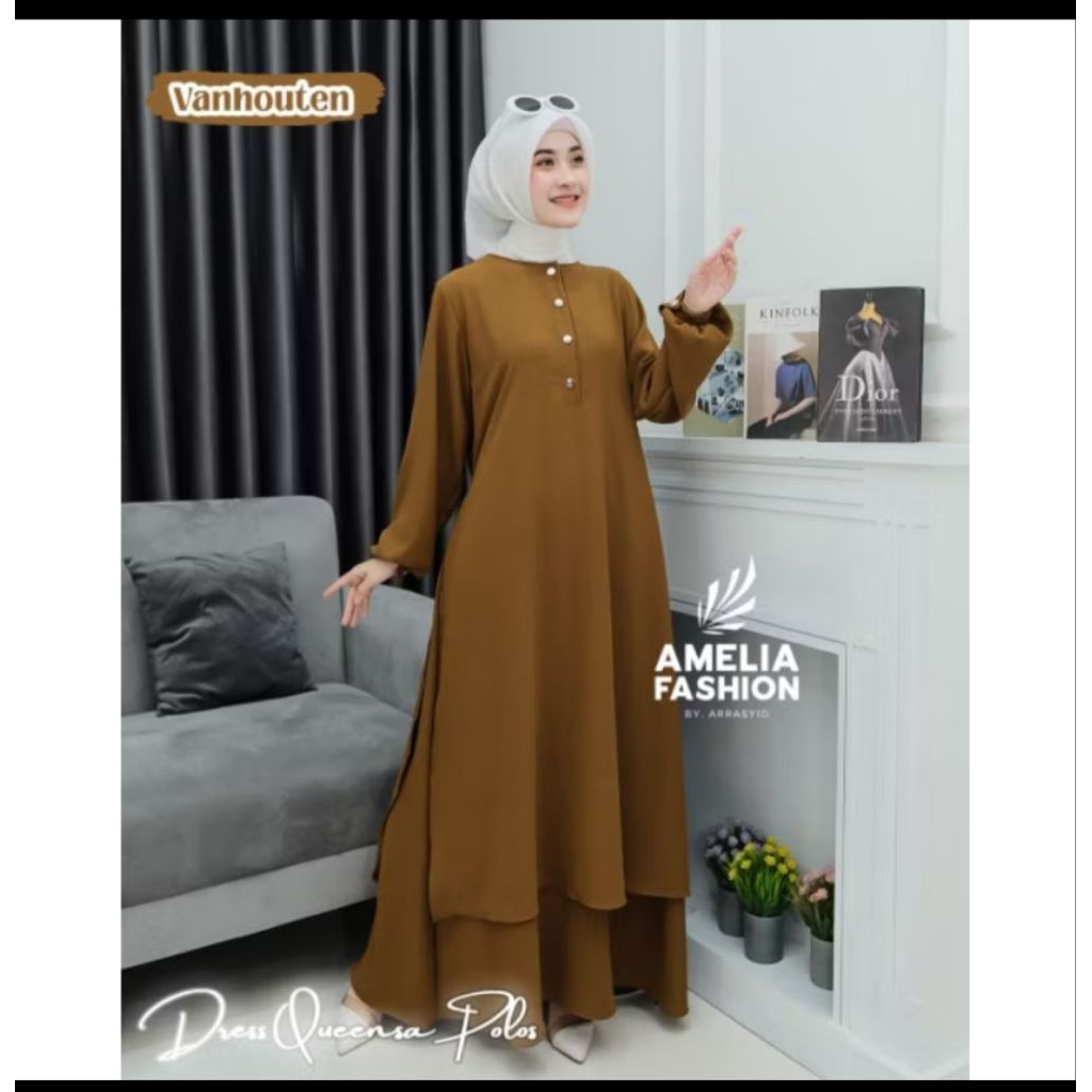 Queenza polos-gamis malay viral-gamis crinkel