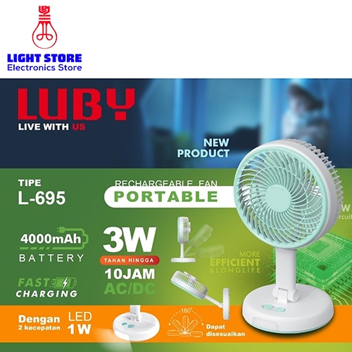 LUBY L-695 L695 Kipas Meja Portable Kipas Angin Emergency