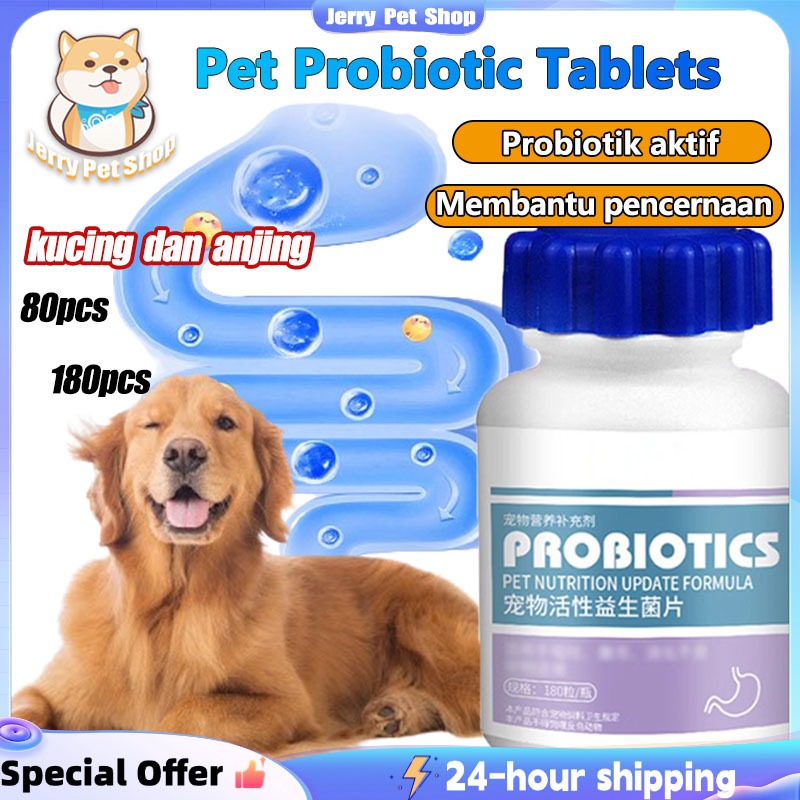 Tablet Probiotik Anjing Kucing | Suplemen Probiotik Aktif untuk Pencernaan & Kesehatan Usus | untuk 