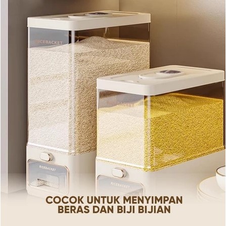 DOMBS -  Dispenser Beras 6kg-11kg Rice Dispenser E28A-E30A Tempat Penyimpanan Beras Rice Bucket