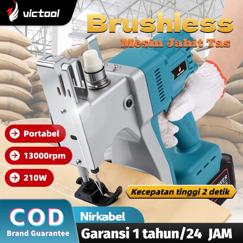 VICTOOL Mesin Jahit Karung Portable 13000rpm Kecil Integrasi Ekspres Muatan Tanpa Wayar Tas Beras Se