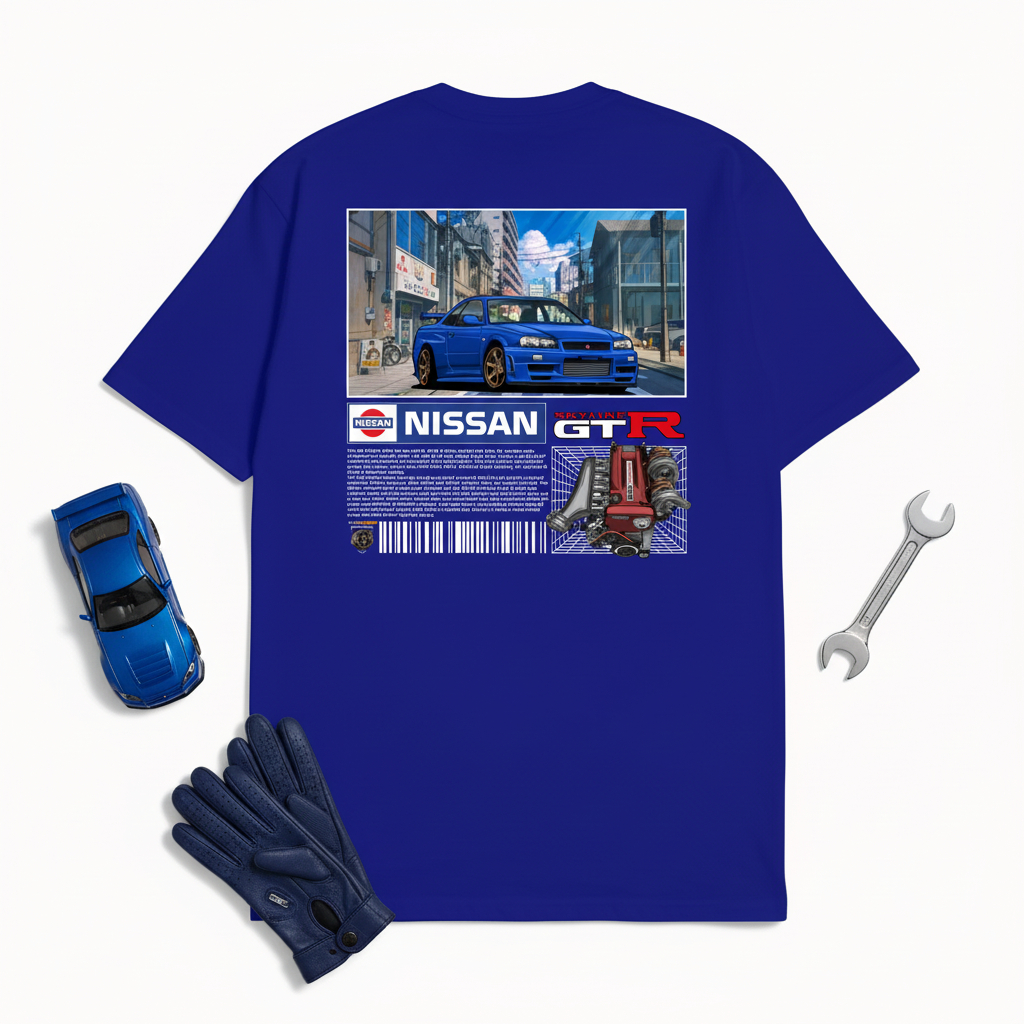 KARIMAKE Kaos BajuT Shirt  Distro Unisex Gambar Mobil NISSAN SKYLINE GTR R34 JDM STREET WEAR