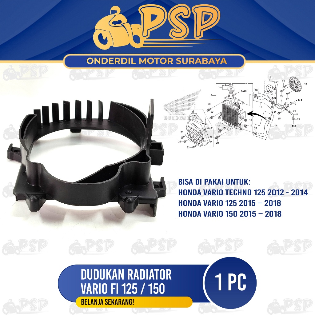Dudukan Radiator Vario Techno 125 KZR - Pelindung Tameng Bracket Cover Radiator Honda Vario 150 LED