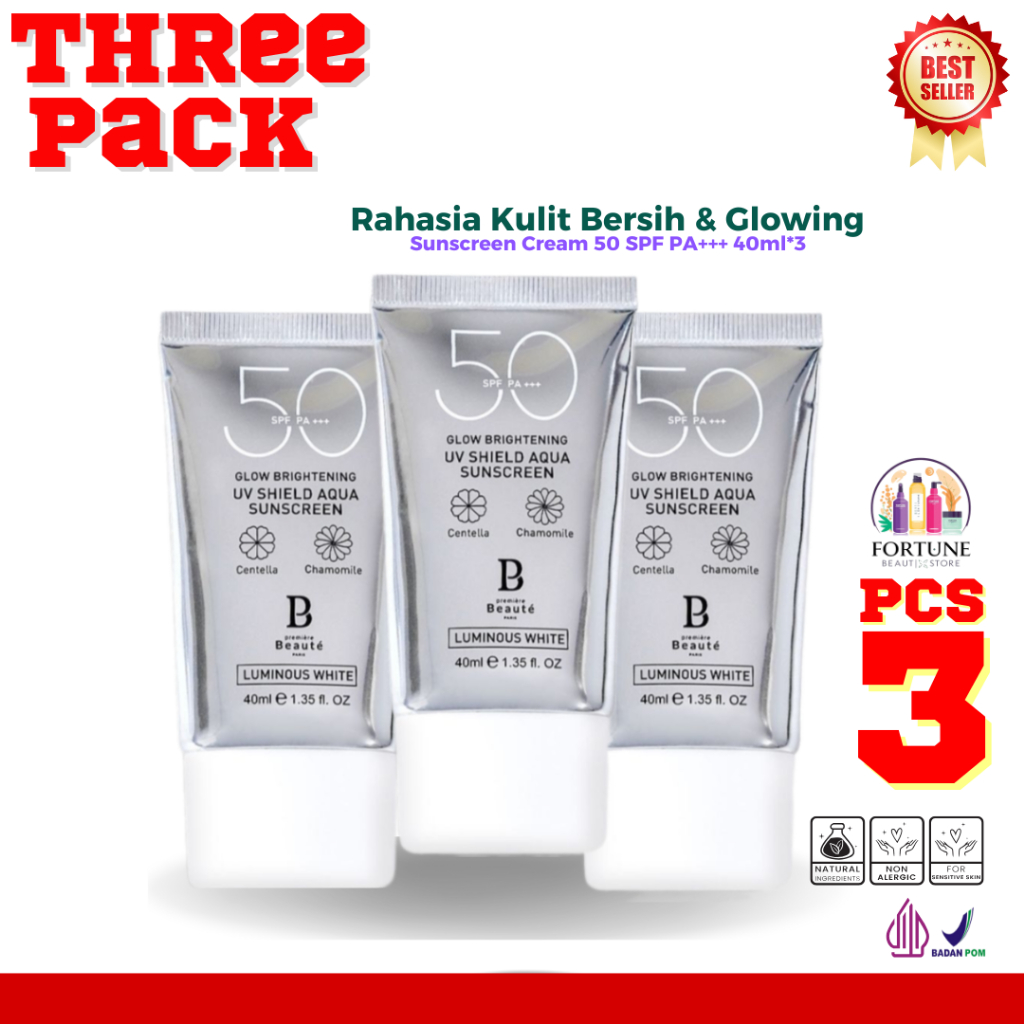 Sunscreen SPF 50 PA+++ 40ml Premiere Beaute Luminous White Skincare Series Suncreen wajah BPOM