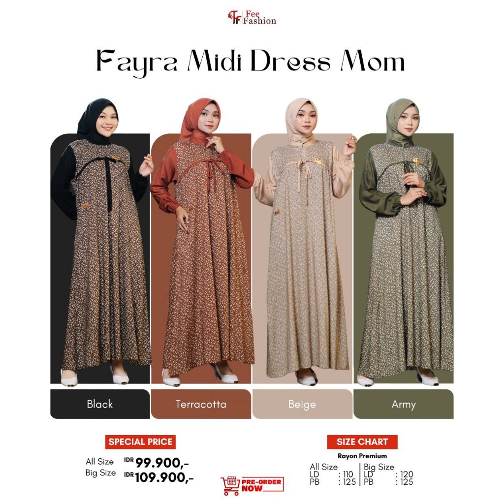 FAYRA MIDI DRESS-FAYRA DRESS KIDS-FEE FASHION-BAHAN RAYON PREMIUM-MIDI DRESS COUPLE BUSUI FRINDLY