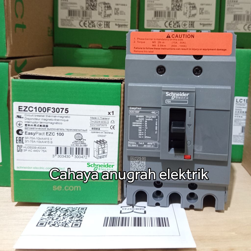 MCCB EZC100F SCHNEIDER 75A 3P MCCB/NFB 75 AMPERE 3POLE ORIGINAL