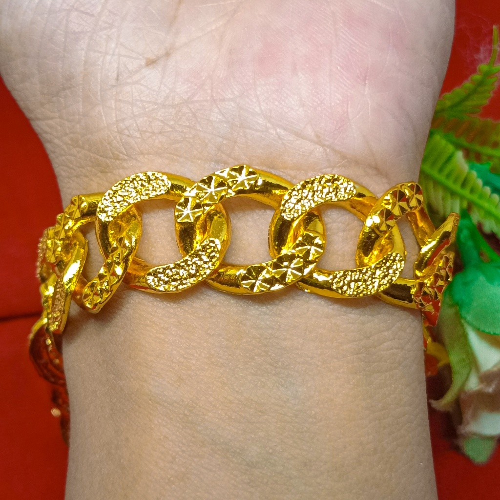 Gelang Rantai Wajah Lebar Pria & Wanita bangle besar motif xuping gelang tangan Permata Kombinasi Pe