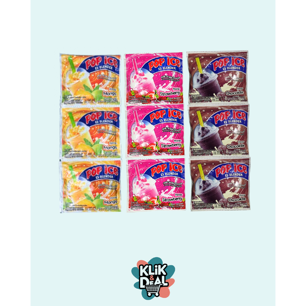 Pop Ice Strawberry Pop Ice Blender Rasa Strawberry renceng - Pop Ice Coklat Pop Ice Blender Rasa Cok