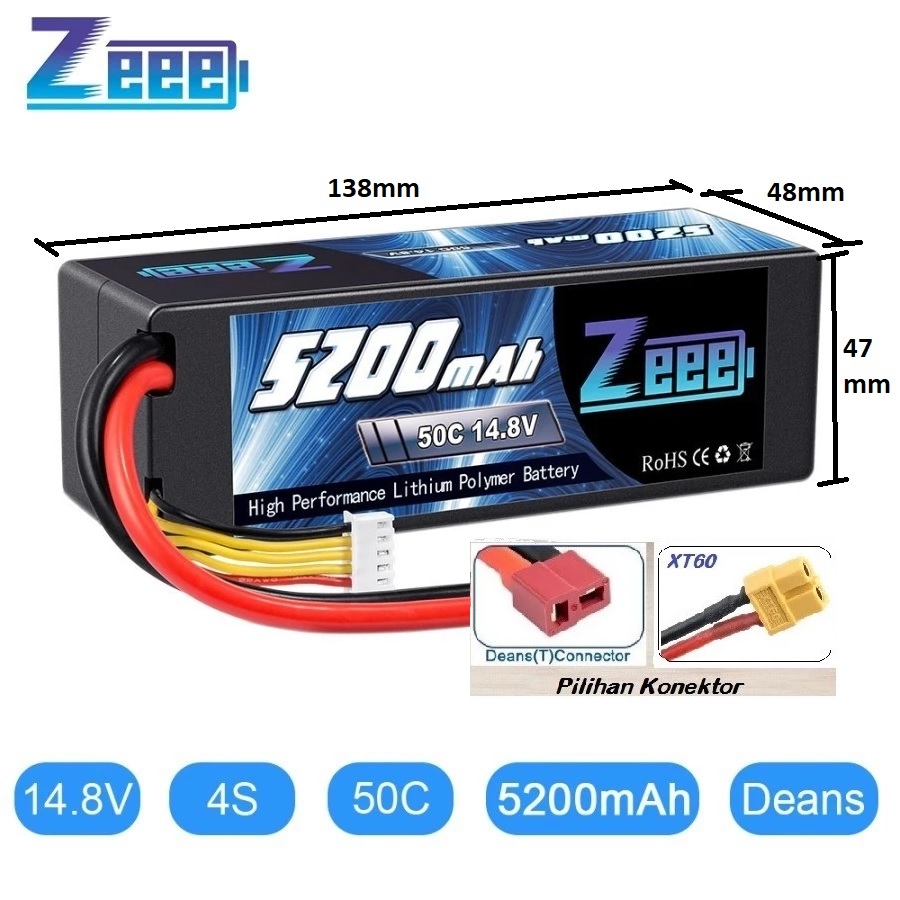 Zeee 5200mah 4s 14.8v 50c Hardcase Lipo Battery