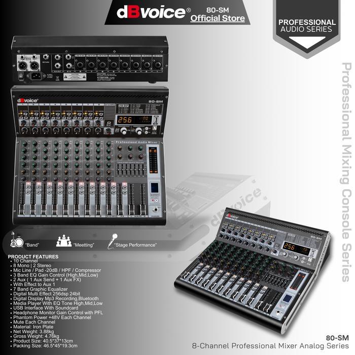 Mixer Dbvoice 80-SM 8Ch 256DSP Efek Bluetooth