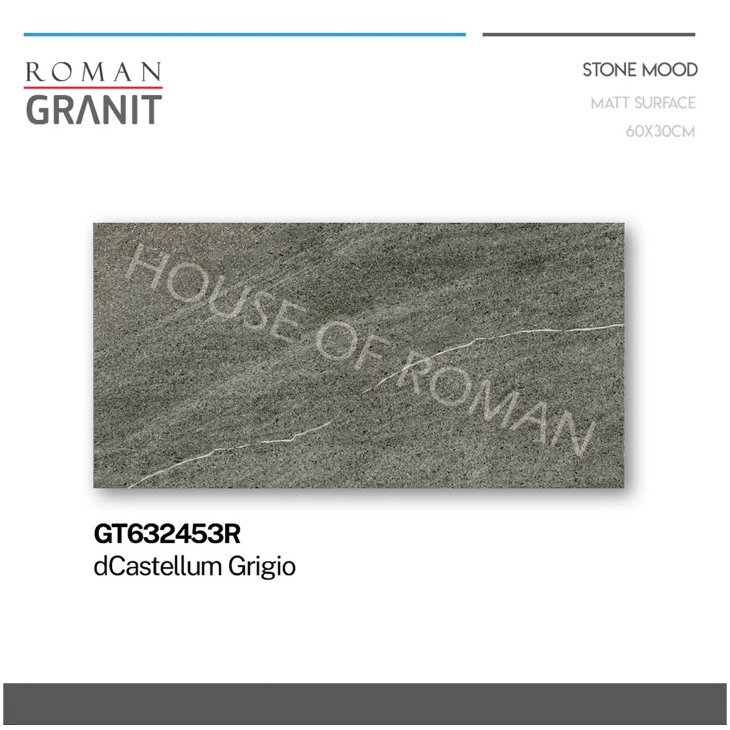Roman Granit 30x60 dCastellum Grigio/Keramik Lantai Kasar Garasi/Granit 60x30 Batub aalam