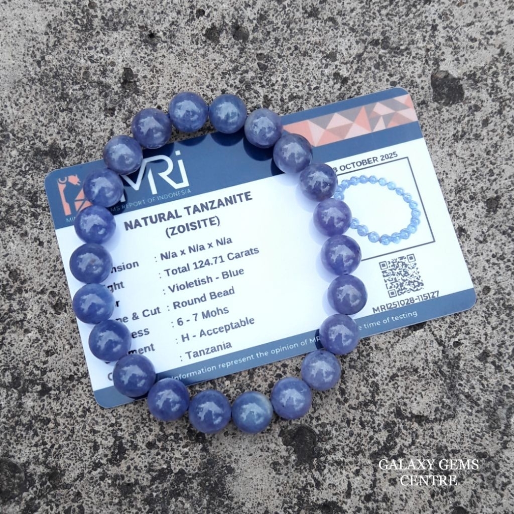 Gelang Batu Natural Tanzanite Zoisite Beserta Sertifikat Memo