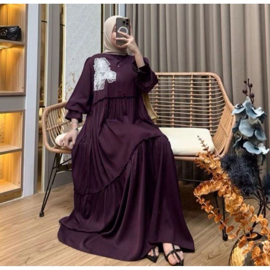 DRESS TERBARU RAYON TWILL//DRESS SHAKIRA BLOOM//Dress Rayon Twill