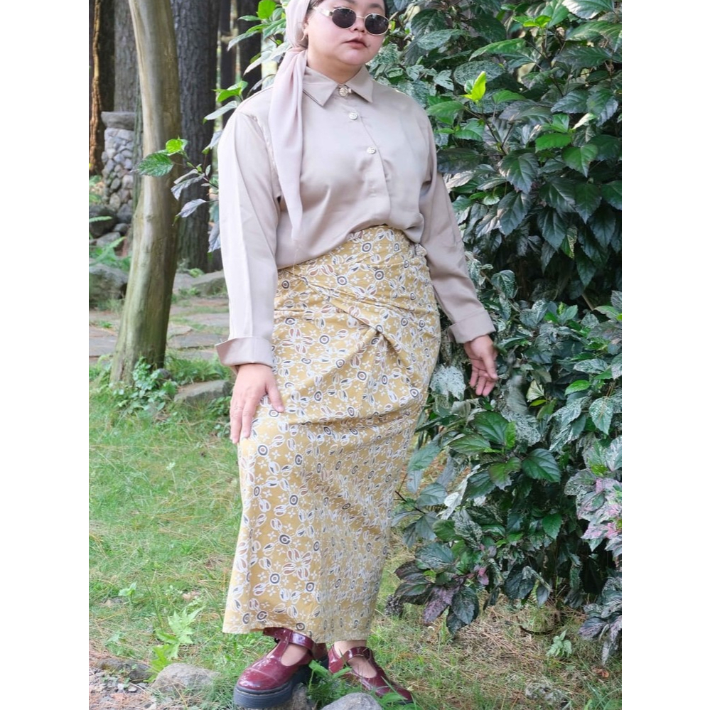 Paropaka Rok Lilit Batik Kuning | Rok Wanita | Rok Lilit | Rok Batik | Rok Lilit Panjang