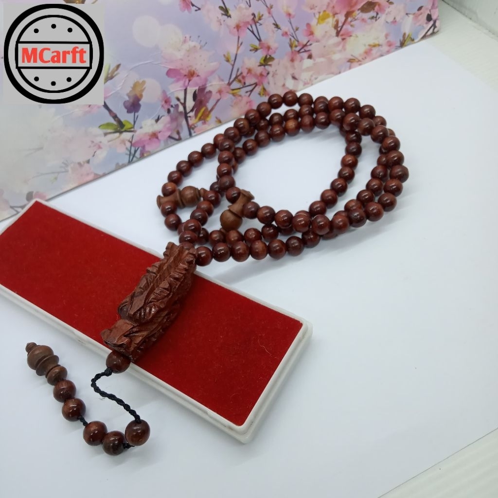 Tasbih kayu nogosari nagasari kepala ukir naga C386