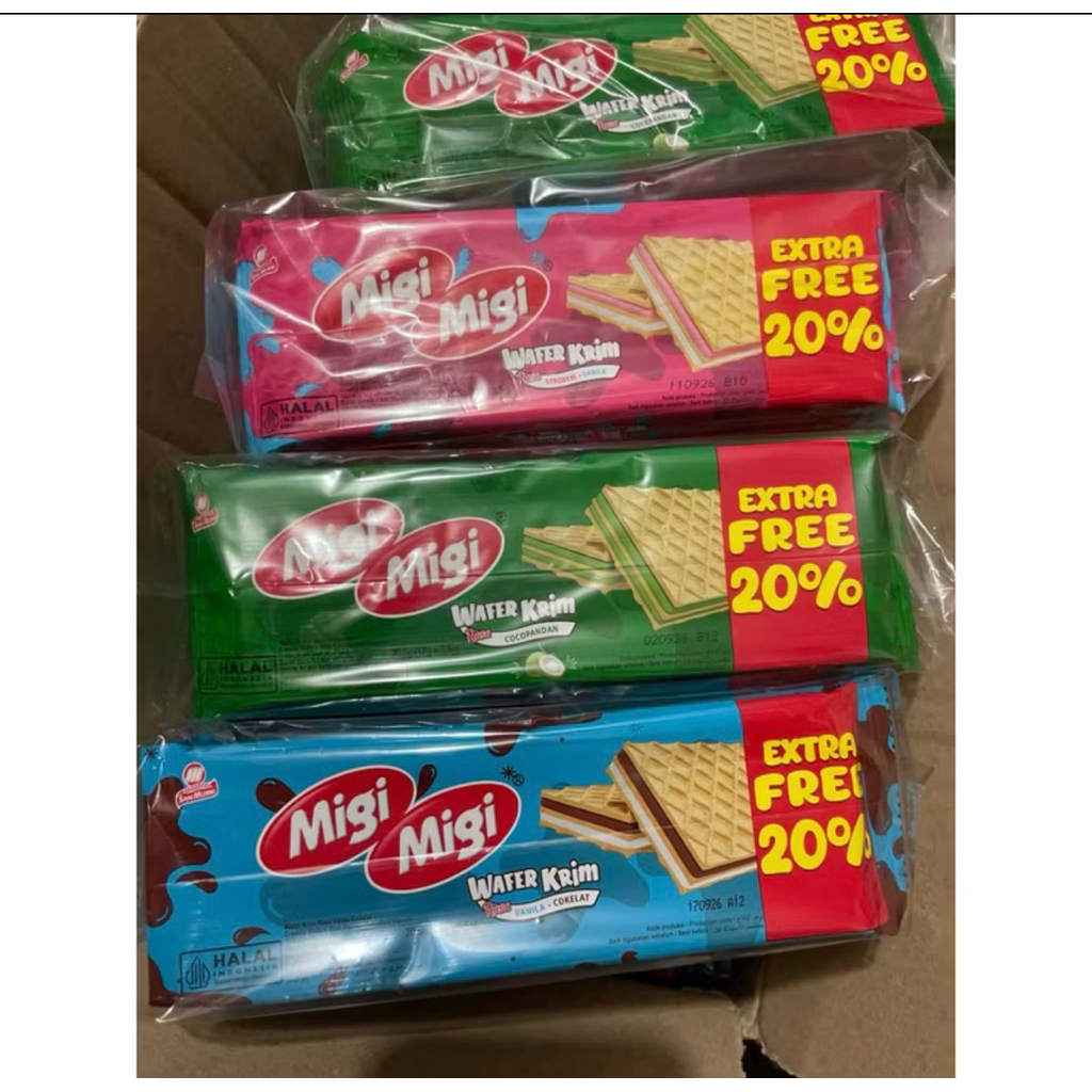 Migi Migi wafer Krim strobery/cocopandan/vanila @10pcs