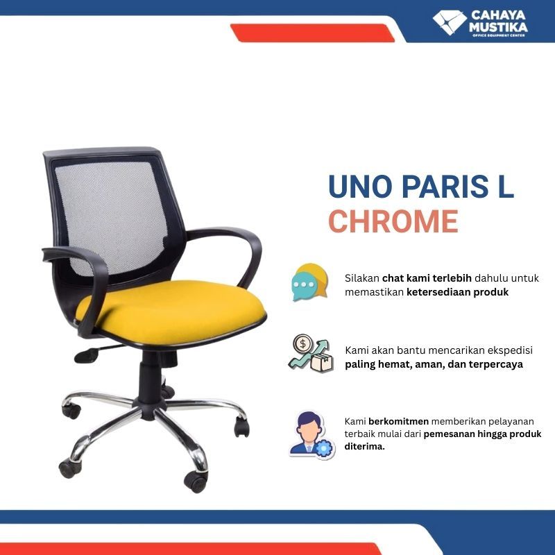 Jual Kursi Kantor Putar/Kursi Kantor Hidrolik/Kursi Kantor Minimalis Di Malang UNO Paris L Chrome
