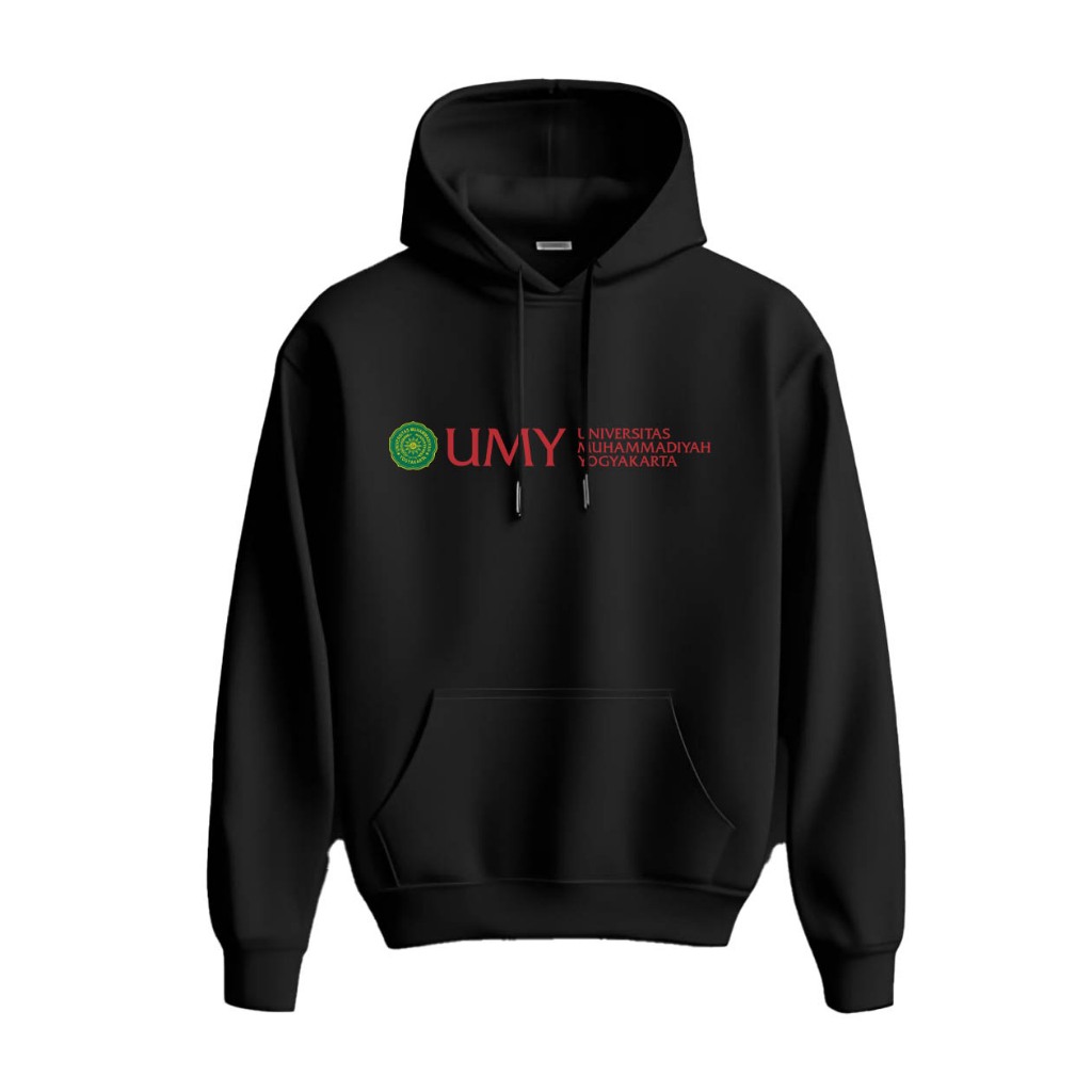 Hoodie UMY Universitas Muhammadiyah Yogyakarta Unisex Sweater Fleece Black Hitam Cloth