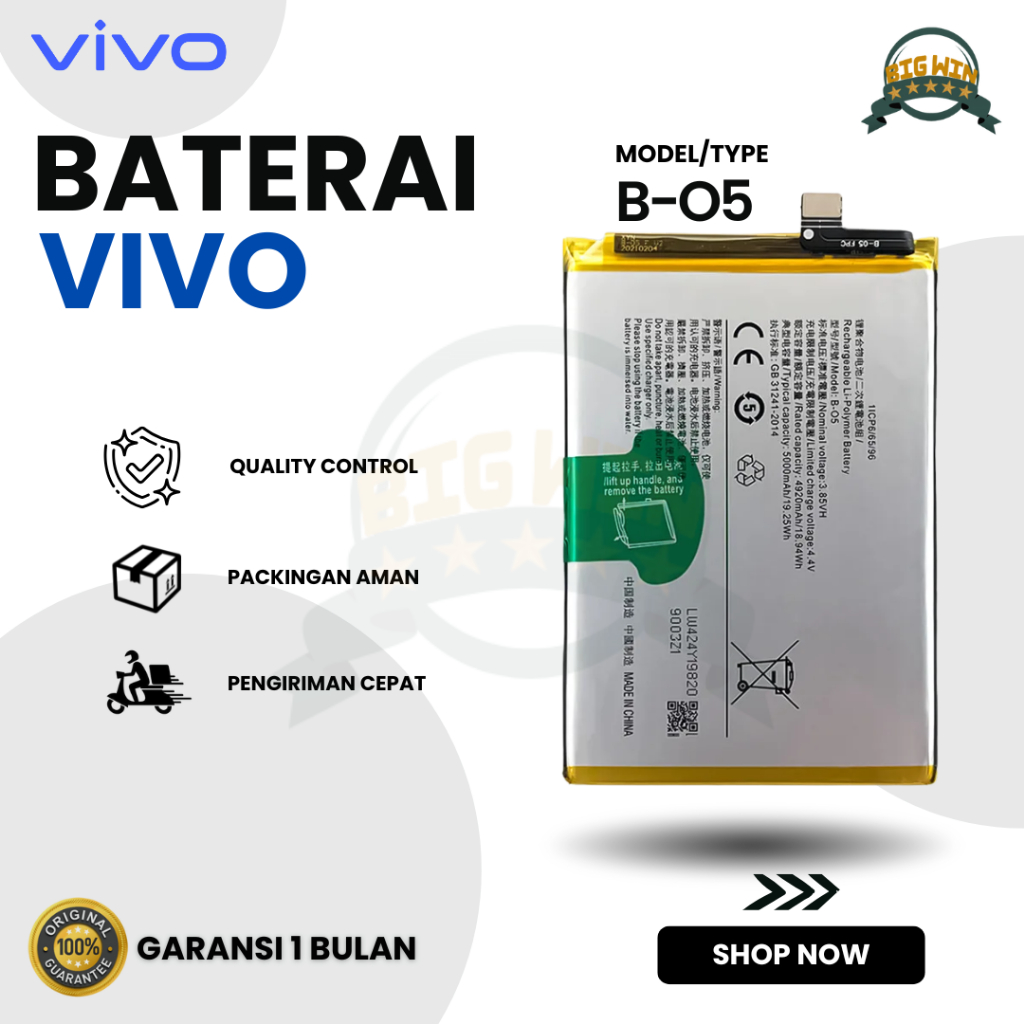 BATERAI BATTERY B-O5 VIVO Y12s - Y20 - Y20i - Y20s DOUBLE [IC POWER] ORIGINAL