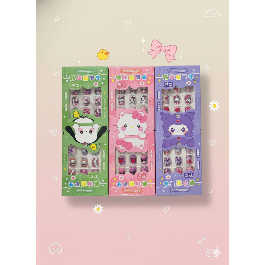 Kuku Palsu Anak Kecil Kuku Palsu nail art + lem Kuku palsu karakter 1 lusin isi 12 (KP01)