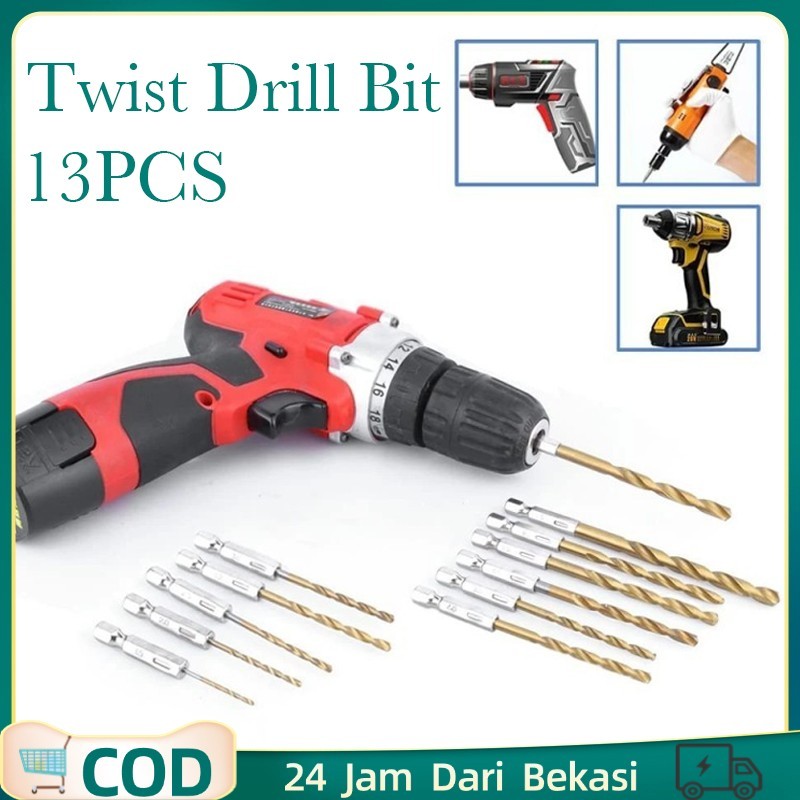 13Pcs/1set Mata Bor Besi Baja Mata Bor Besi Hss Mata Bor Besi Baja Set Mata Bor Besi Original Baja