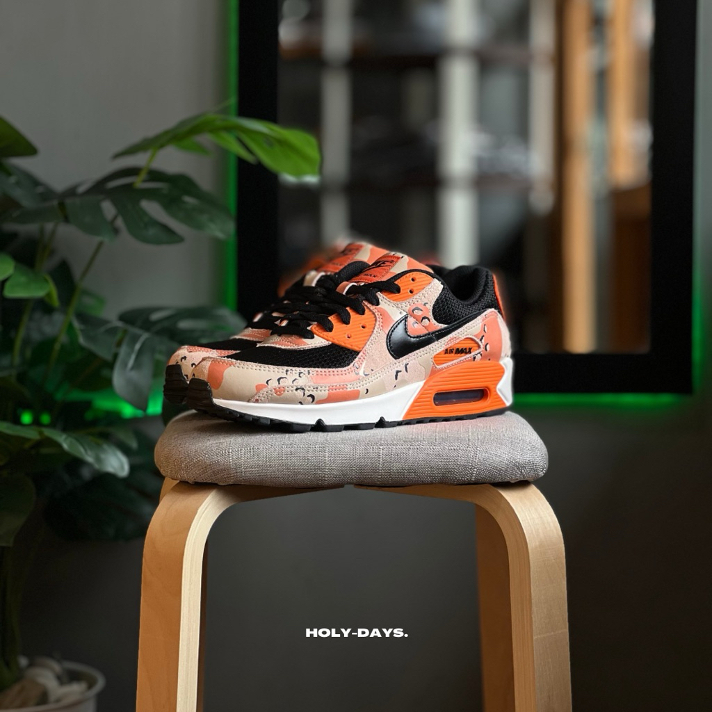 Sepatu NlKEAirMax90 PRM Bio Beige Black Safety Orange Noir Original