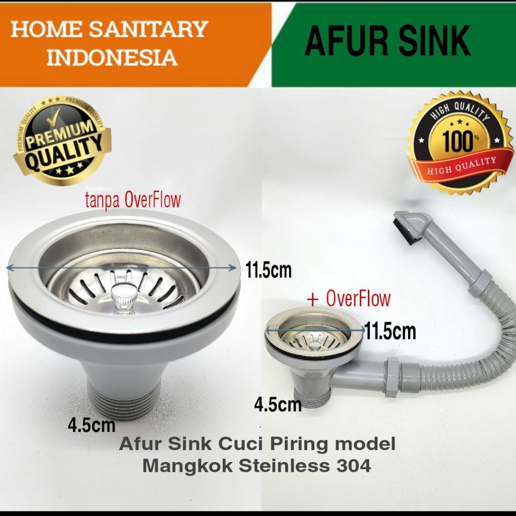 HSI | Afur Bak Cuci Piring Saringan Sink Bak Cuci piring Kotak / Bulat / OverFlow Steinless  304
