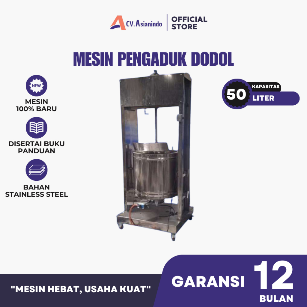 Mesin Pengaduk Adonan Dodol, Jenang dan Selai Kapasitas 50 liter Asianindo