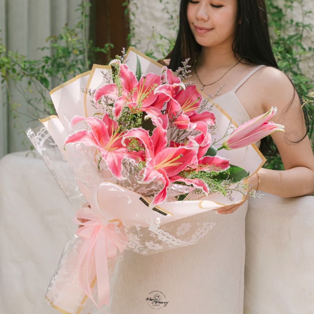 LILY LARGE FRESH FLOWER SPECIAL MOTHER'S DAY - BUKET BUNGA MOTHERS DAY BUNGA HARI IBU FLOWER BUCKET 