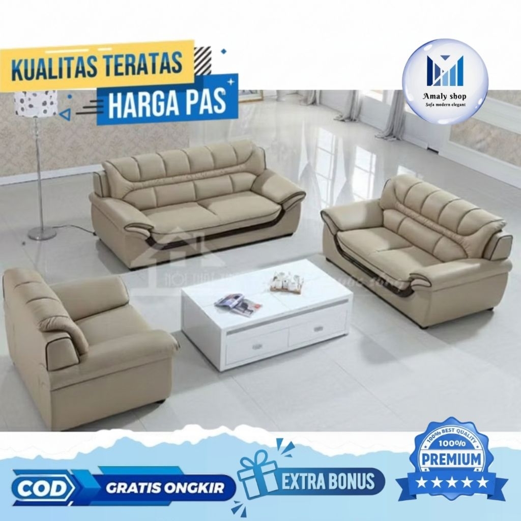 Sofa Kulit 221 uk 321 Minimalis Kualitas Premium Kursi Jati Terbaik Sofa Tamu Mewah Model Terbaru