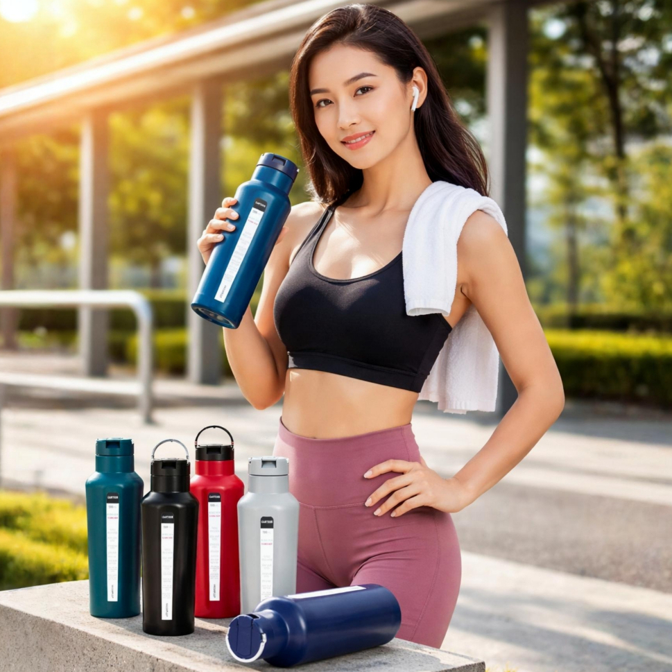 Matamata Grosir - Tumbler Termos Stainless Canteen 750ml Model 4 Sisi/ Botol Minum Dengan Sedotan