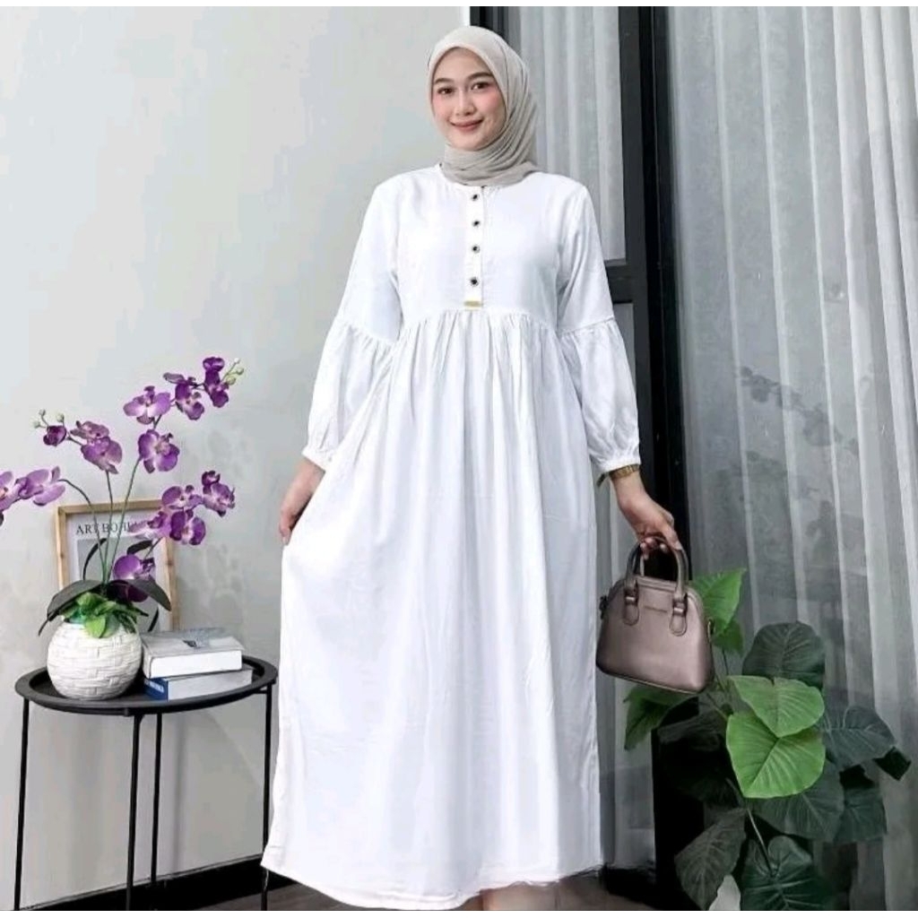 MIDI DRESS WANITA RAYON TWILL -BAJU MUSLIM WANITA KEKINIAN