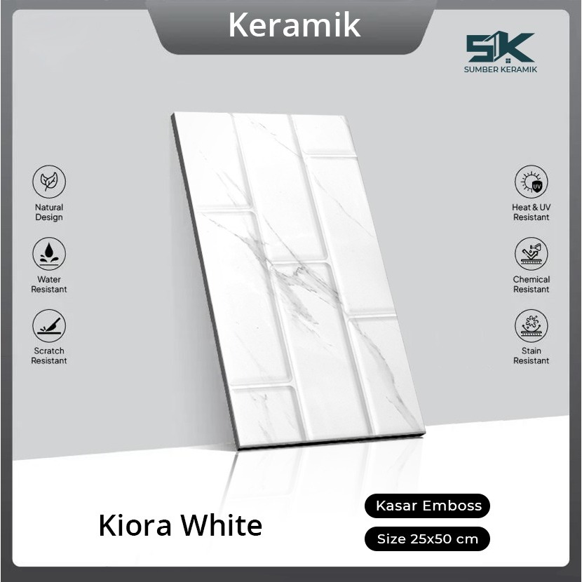KERAMIK DINDING KIORA WHITE 25X50