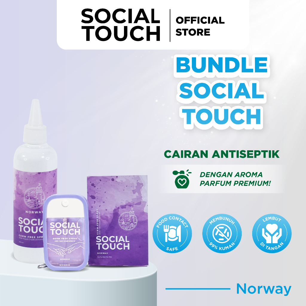 SOCIAL TOUCH [BUNDLE Refill + Pocket] Hand Sanitizer Food Grade - Germ Free Spray Antiseptic Cair