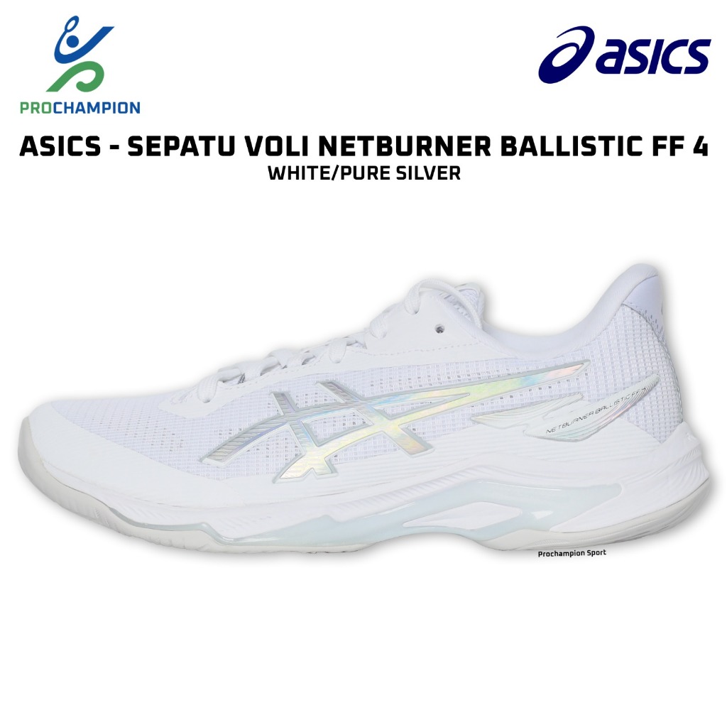 Sepatu Voli Asics Netburner Ballistic FF 4 White Pure Silver