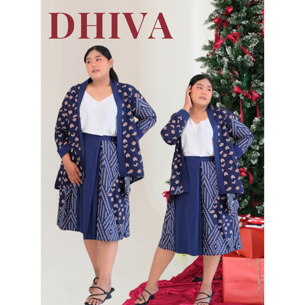ATRACTIV Setelan Outer Rok Batik Jumbo Set Batik Lengan Panjang Bigsize Modern