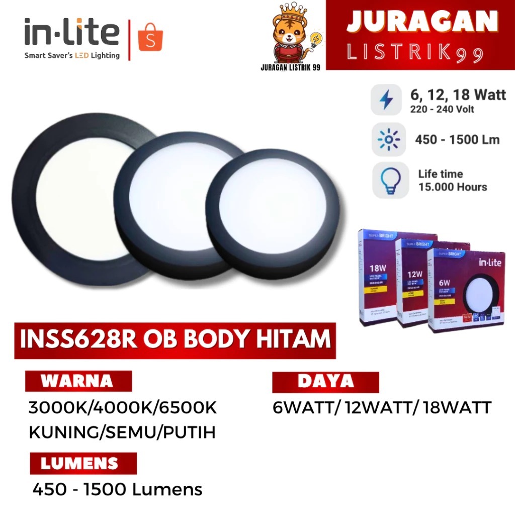 INLITE - DOWNLIGHT PANEL OUTBOW OB BULAT INSS628R 6W 12W 18W / DOWNLIGHT LED / DOWNLIGHT BULAT / DOW