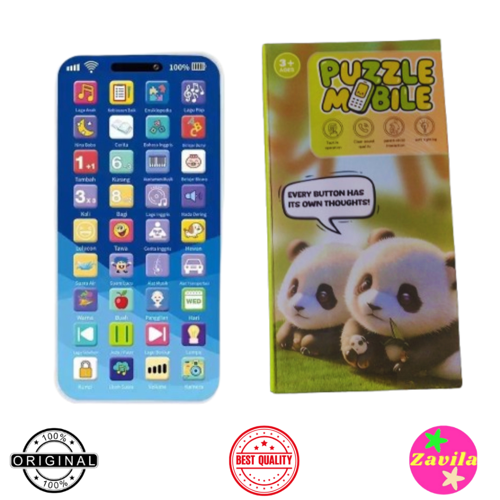 Mainan Hp Anak Interaktif Ponsel Edukasi Belajar Bahasa Musik Pengetahuan Umum Dengan Lampu Warna Wa