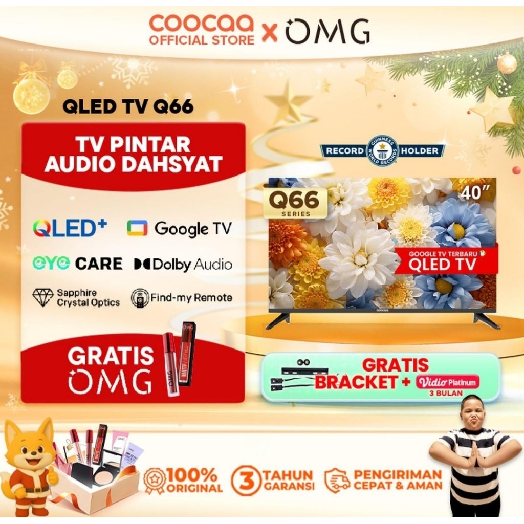COOCAA 40Q66 QLED TV 40 inch Digital Smart Google Full HD 2K TV Free Bracket