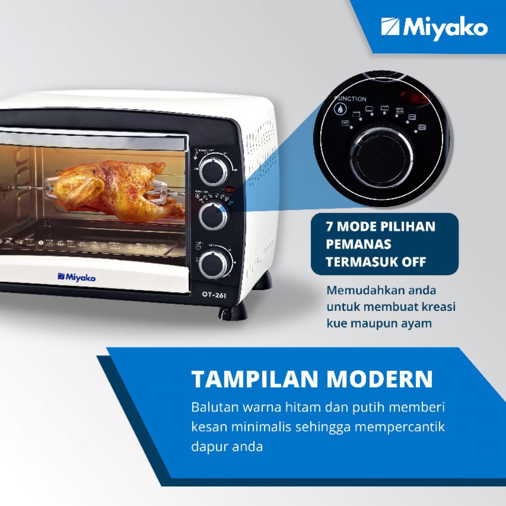 MIYAKO Tungku Pemanggang Oven Toaster OT-261 / Oven Toaster Listrik Kapasitas 26 Liter