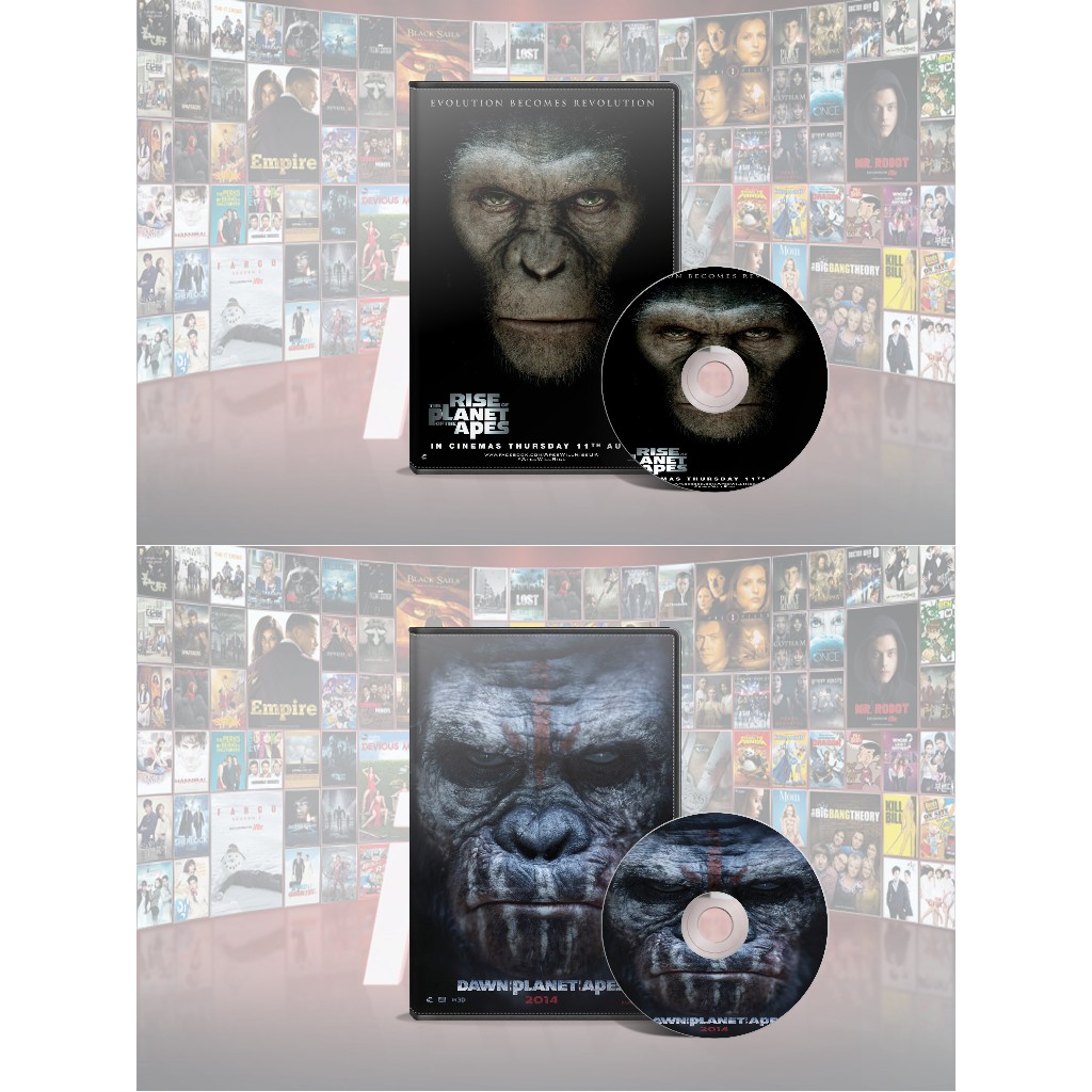 DVD Rise Of The Planet Of The Apes (2011) + DVD Dawn Of The Planet Of The Apes (2014)