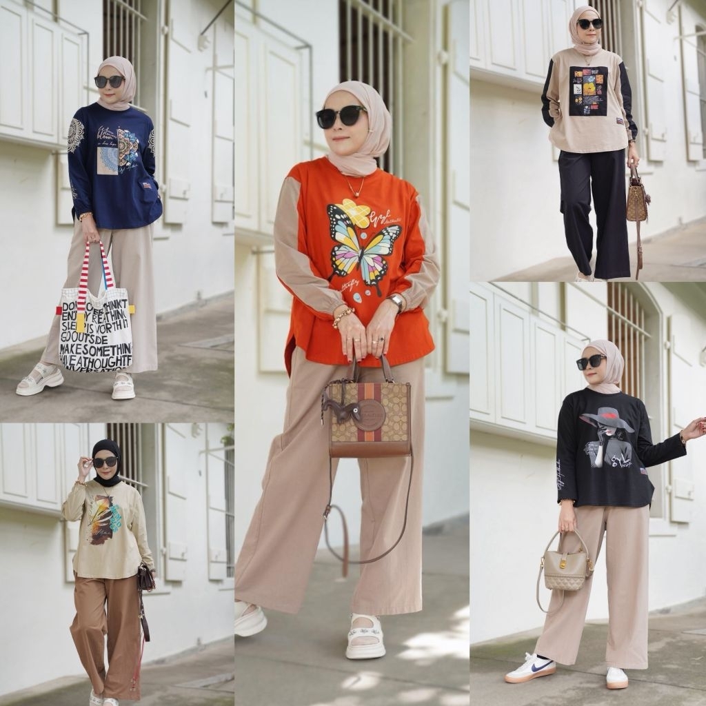 NEW SETELAN KULOT KAOS OVALE GYL AUTHENTIC