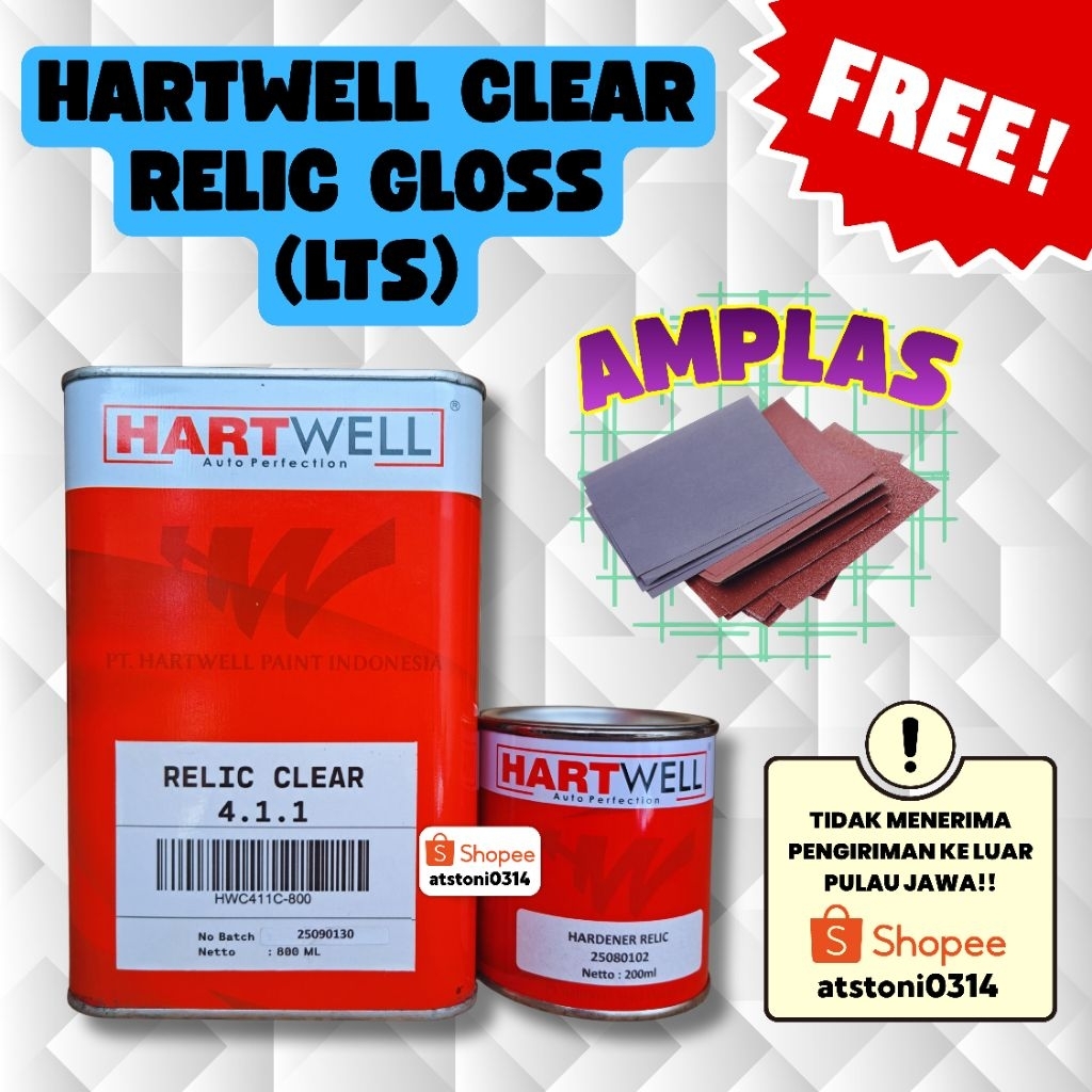 Hartwell Clear Relic Gloss (1-Liter/set)  - Perawatan cat kendaraan mobil motor